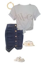 Load image into Gallery viewer, AVE CURSIVE TEE - WHITE/SILVER