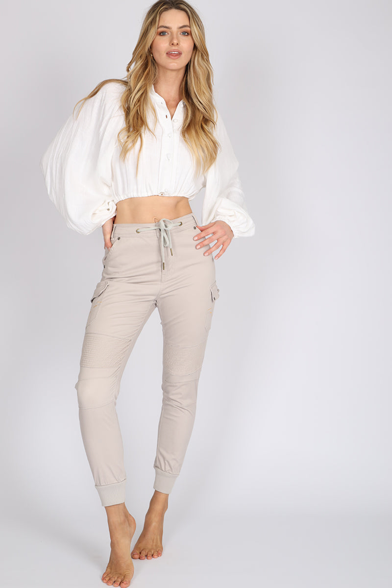 HAYLEY JOGGER JEANS - sand