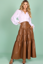 Load image into Gallery viewer, PU MAXI SKIRT-Brown