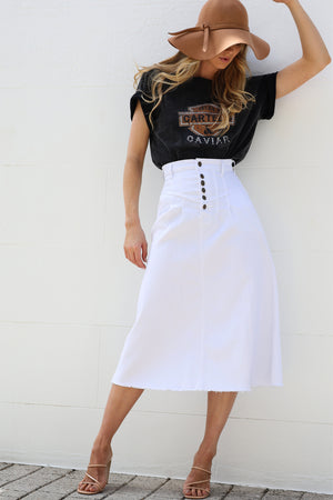 Laura Denim Skirt - White Denim