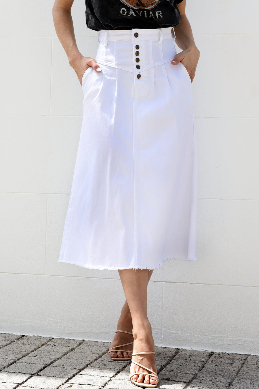 Laura Denim Skirt - White Denim