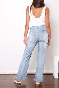 WIDE-LEG DENIM JEANS -Mid Blue