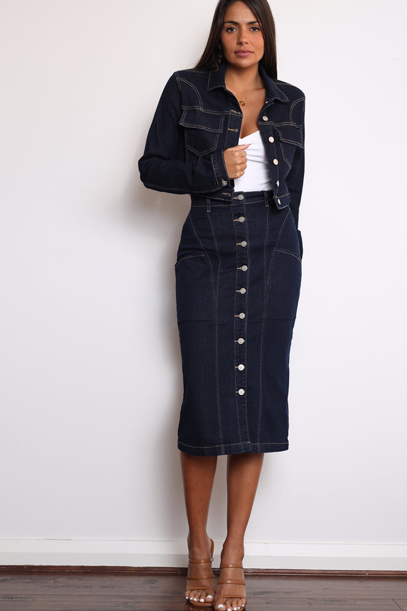 THE AVE DENIM SKIRT - INDIGO