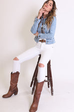 Load image into Gallery viewer, Adira Denim Jacket Navy blue contrast stitching
