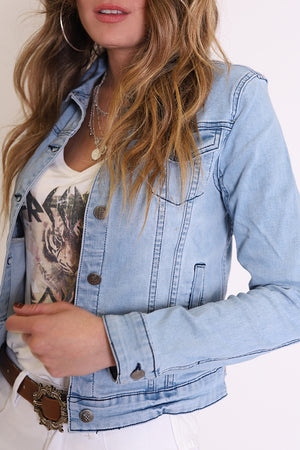 Adira Denim Jacket Navy blue contrast stitching