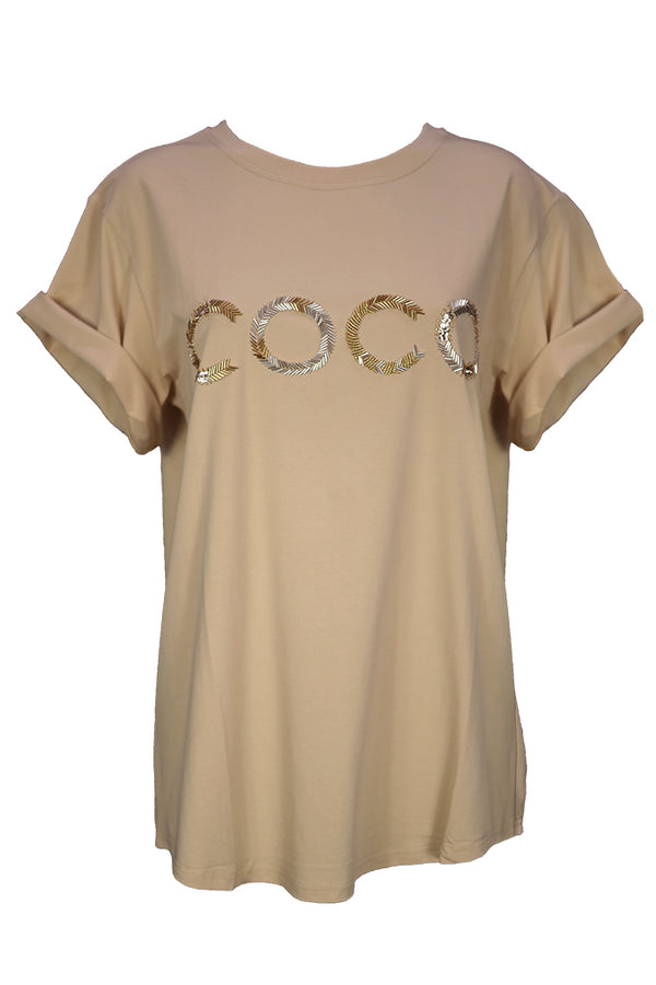 Coco Cartel Delilah Beaded Tee - Sand
