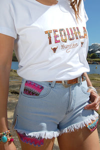 Tequila Sunrise Denim Shorts